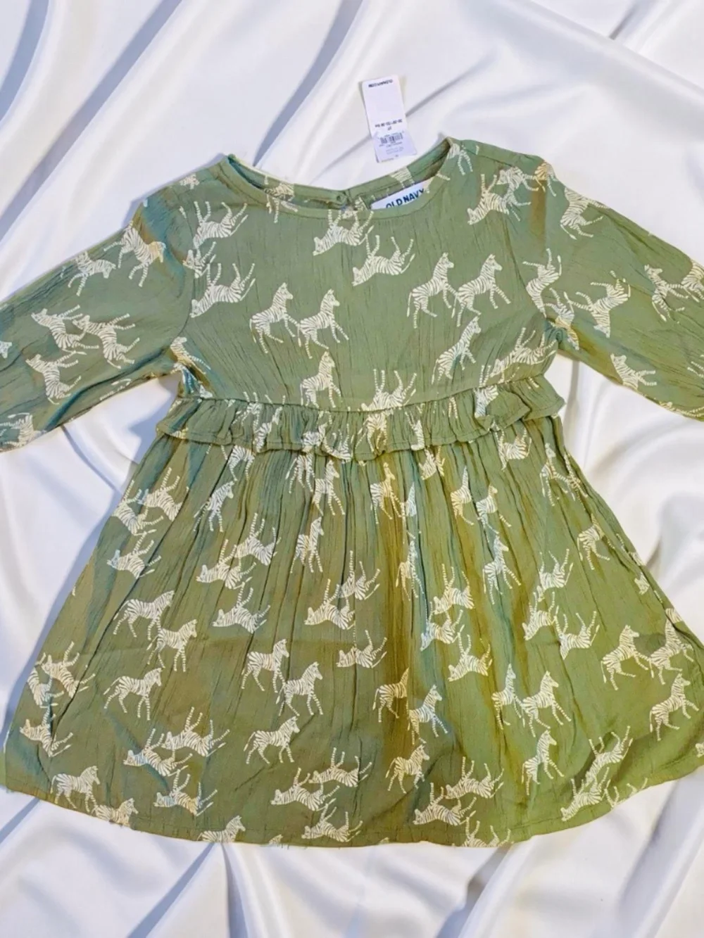 Girls Crinkle-Crepe Ruffle-Waist Dress Toddler